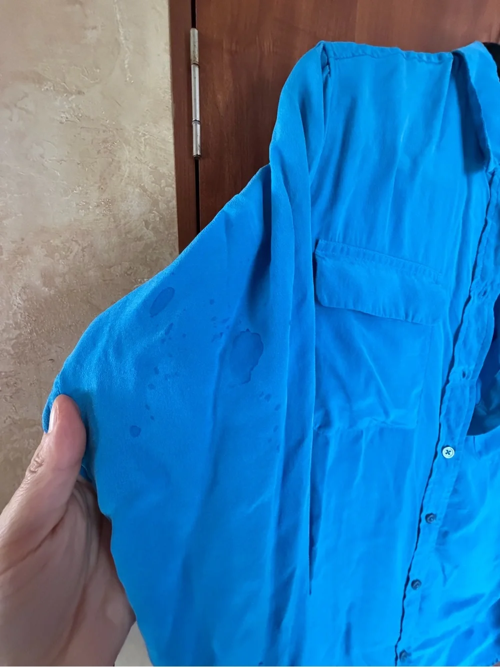 Equipment Blue Silk Button-Up Shirt size Small
